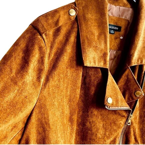 HAODUOYI Faux Seude Jacket, Size XXL, New Without Tag - Picture 10 of 16